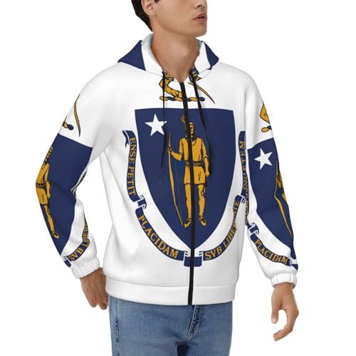 Sweat zippé homme Massachusetts style décontracté pour les sorties en plein air