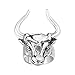 Lieson Anelli Acciaio Biker Anello Uomo Gotico, Anelli Uomo Fidanzamento Testa di Pecora Argento Anello Misura 15
