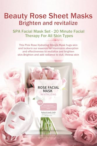 IREV Face Masks Skincare, Spa Sheet Mask, Facial Masks for Women Skin Care, Beauty Rose Sheet Masks, Bulk Face Mask Skin Care, Beauty Masks Gifts, Hydrating Face Masks, Facial Masks 10 Sheets - Image 5