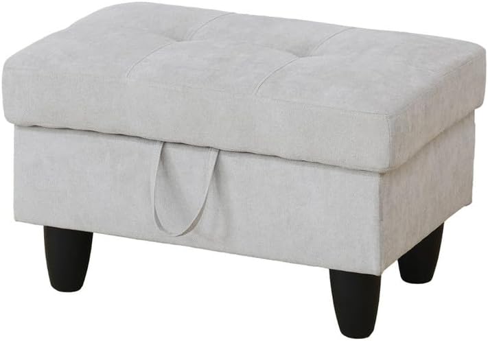 Grey White Flannel Living Room Sofa Ottoman for Home Office Bedroom Living Room, Strong Bearing Capacity Sofa Small Sofa Setee
