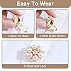 2PCS Pearl Rhinestone Cufflinks, Elegant Button Covers Clip On, Pearl Flower Button Covers for Women, Detachable Shirt Buttons Clips, Rhinestone Buttons Embellishments for Shirt Cuffs and Accessories #5