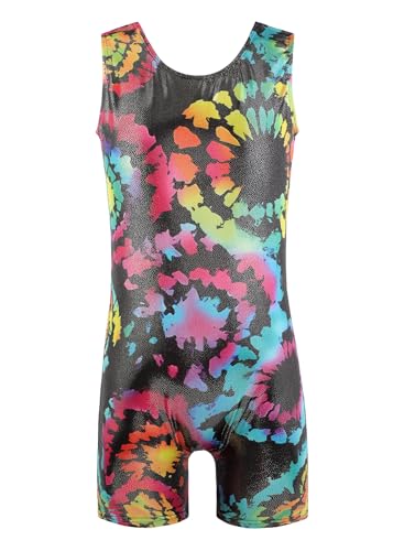 Image of EQSJIU Gymnastics Leotards for Girls Kids Rainbow Mosaic Mermaid Butterfly Stars Leopard Galaxy Tie Dye Cosmos Leopard