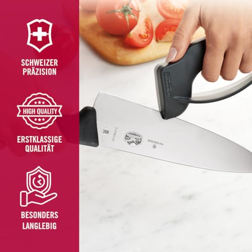 Foto von Victorinox Profi Messerschärfer, Messerschleifer, Knife Sharpener, Robuster Kunststoffgriff, Swiss Made, Zweifarbig, Schwarz/Grau