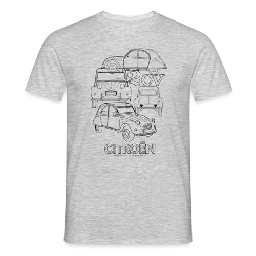 Spreadshirt Citroën 2 CV Voiture Ancienne T Shirt Homme, M, Gris chiné