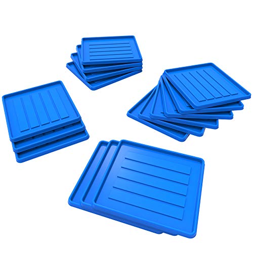 Lot de 18 mini coffres Storex bleus avec plateaux à chaussures