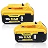 ovevevovel 2-Pack 8000mAh Replacement for Dewalt 20V MAX Battery – Compatible with DCB200/206/207/201 Cordless Tools, Long-Lasting Power