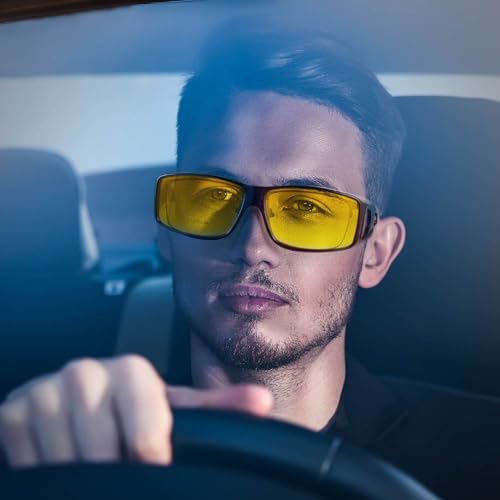 Fit Over Glasses for Men, Wrap Around glasses Night Vision Glasses for Driving, 3PACKS2