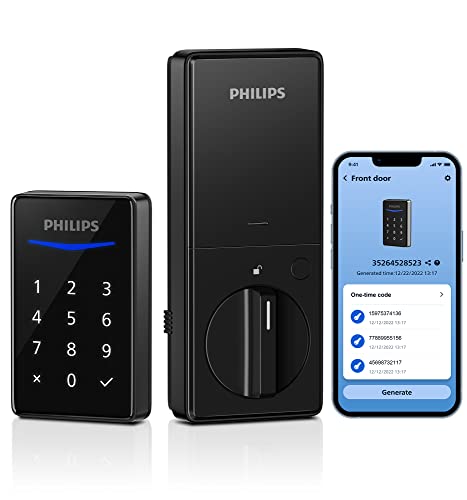 Philips Keyless Entry Door Lock With Keypad - Touchscreen Smart Lock For Front Door, Remote One-Time Code Via App, Standalone Deadbolt Lock - Matte Black #TOP26