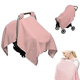 ZcrPrn Breastfeeding Cover, Baby Car Seat Cover, 2-In-1 Breathable Car Seat Cover Baby, Adjustable Nursing Cover, Lightweight Baby Car Seat Protector for Travel and Daily Use (pink)