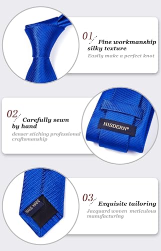 Image of HISDERN Mens Striped Tie and Pocket Square Set Necktie for Men | soft smooth texture, wrinkle-free, neat hand-tied knot, gifting ready, regular 3.4 width, coordinated look, business wedding
