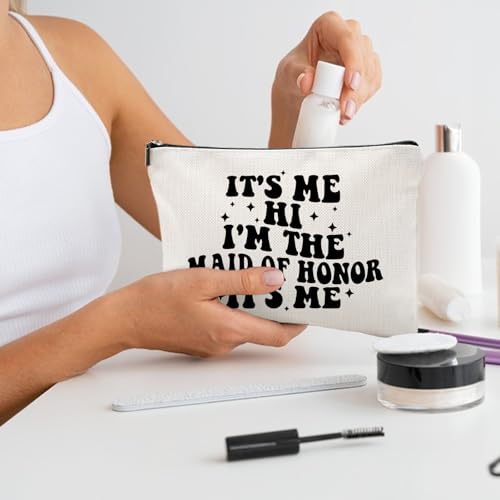 It's Me I'm the Maid of Honor It's Me, Gift for Bridesmaid,Bachelorette Party Wedding Gifts for Besties Friends Makeup Bag Purse Cosmetic Bag for Women2