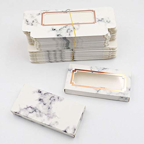 HBZGTLAD NEW 50pcs Empty Eyelashes Packaging Soft Paper Lash Box holographic Design for 25MM Strip Lashes 3D Mink Lashes (14#)
