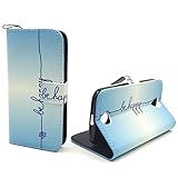 König Design Handyhülle Kompatibel mit Acer Liquid Z330 Handytasche Schutzhülle Tasche Flip Hülle mit Kreditkartenfächern - Be Happy Blau