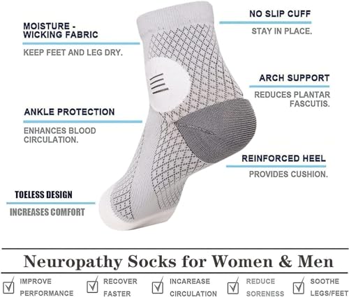 Image of 2 Pairs Neuropathy Socks for Women and Men, Soothe Relief Socks for Neuropathy Pain, Compression Socks for Neuropathy