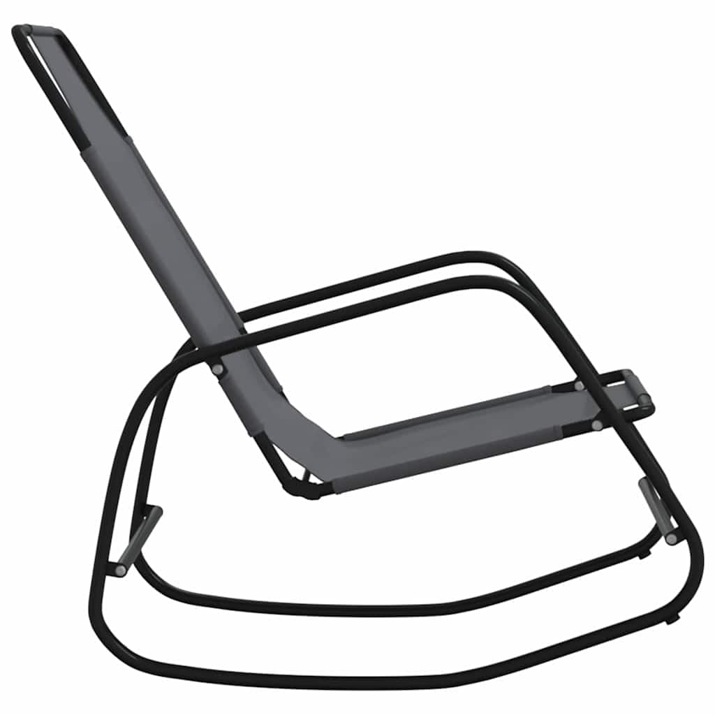 Hamaca mecedora 2 piezas gris de acero y textileno transpirable, 89 x 58 x 93,5 cm, plegable y ajustable, ideal para balcón, terraza y jardín