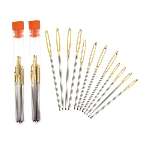 ULDIGI 2 Sets of Stainless Steel Large Hole Needles for Sewing Knitting Weaving Tools with Storage Bottle