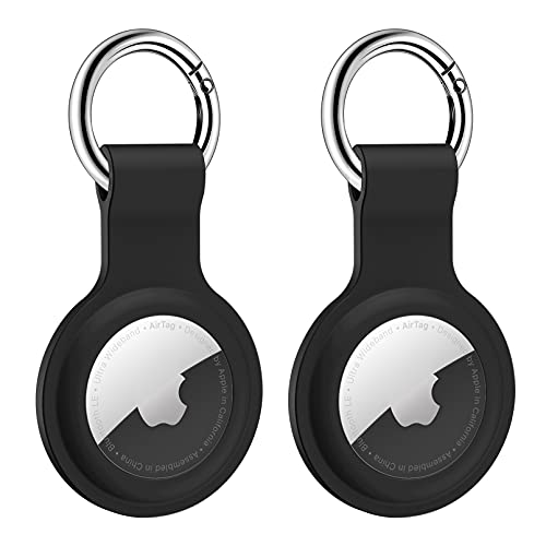 ICAERSPACE Airtag Funda de silicona con llavero compatible con Apple AirTag Cover