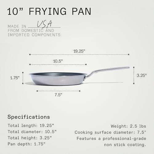 Made In Cookware - ProCoat 10" Non Stick Frying Pan (Graphite) - 5 Ply Stainless Clad Nonstick - Professional Cookware - Induction Compatible