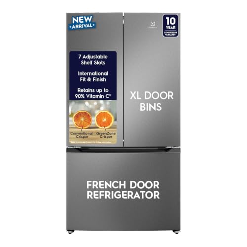 Image of Electrolux 565L 3 Door Side by Side Refrigerator, Bottom Mount Freezer, GreenZone, QuickFreeze, XL Door Bins, Cooling360, French Door, Inverter, UltimateTaste 600, EHE5600D-S, Stainless Steel