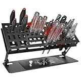 Vilaxing Screwdriver Organizer Holder Screwdriver Storage Rack for Desktop, Angle and Height Adjustable, Carbon Steel Tool Shelf for rc Repair, Plier (Black)
