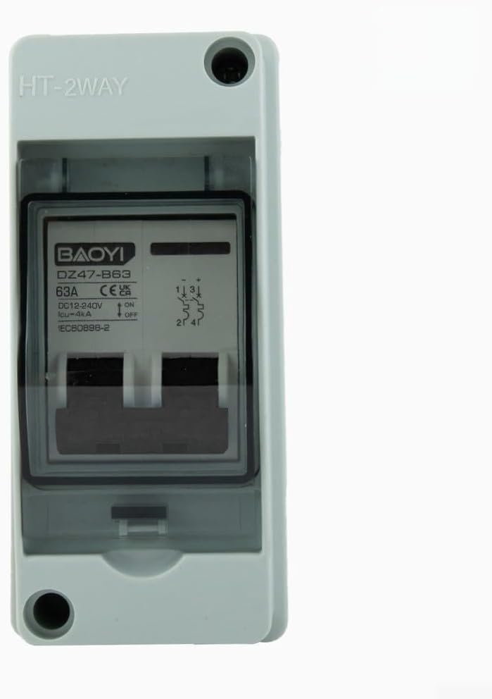 DC Circuit Breaker Switch With Junction Box, Waterproof Distribution Box, Power 6A 125A(DC12-240V-63A)