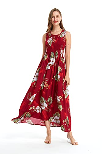 Image of Matchable Family Hawaiian Luau Men Women Girl Boy Clothes in Pineapple Garden Burgundy