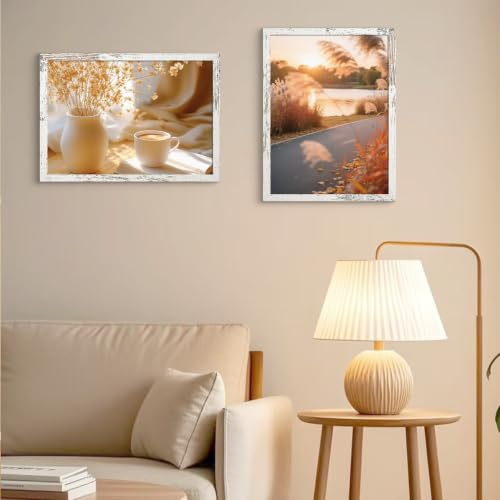 Image of BESCRCL 18x24 Poster Frame for Wall Hanging, Engineered Wood Picture Frames for 18 x 24 Picture, Distressed White, 1 Pack