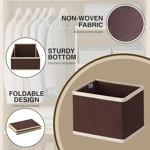Image of Skrill 6-Piece Foldable Cloth Storage Box Set | Cube Baskets, Bins & Dividers for Closet & Dresser Drawer Organization | Storage for Shirts, Pants, Underwear, Bras, Socks, Inner & More (Brown)