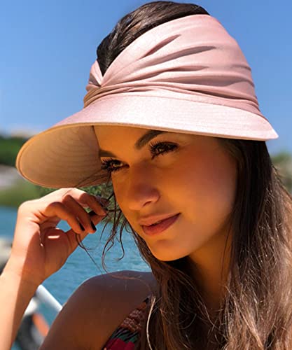 Muryobao Chapéu feminino com viseira solar aba larga para o verão FPS 50+ proteção UV boné esportivo