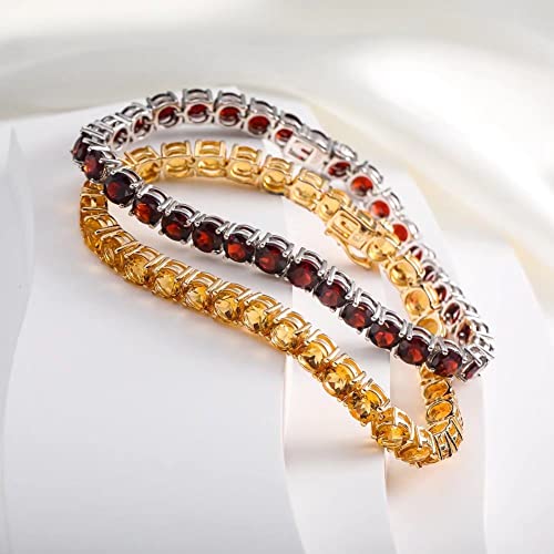 Supermodel 925 Sterling Silver 5Mm Natural Citrine Classic Tennis Bracelet For Women Girls Size 7.25 Inch #TOP2