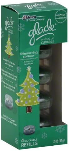 1 X Glade Sparkling Spruce Scented Oil Candle 4 Refills
