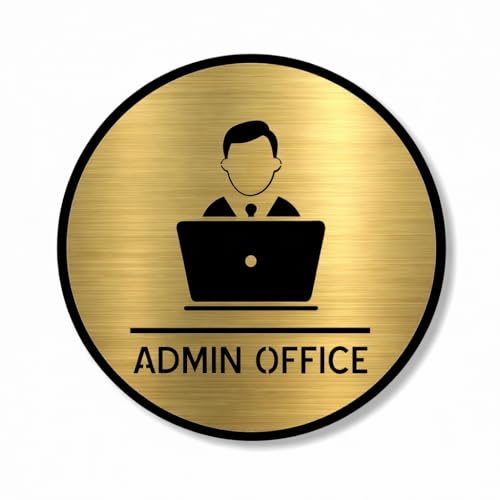 Image of Premium BRUSH Finish Gold Finish Acrylic ADMIN OFFICE DOOR Sign Easy to Mount Self-Adhesive Tape Signage for Hotel Office Resort Society Corporate Business Hospital