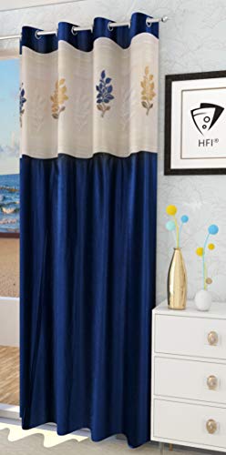 Image of LaVichitra Polyester Door Curtain with Floral Net (7ft, Navy Blue) -1 Piece