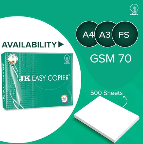 Image of J K Easy white Copier Paper - A4, 70 GSM, 500 Sheets /Ream, pack 5 Reams