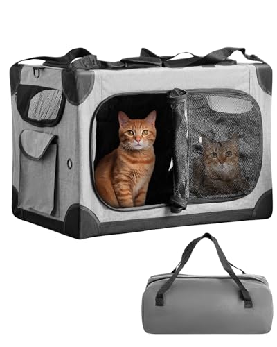 Extra Large Cat Carrier for 2 Cats, XL with Removable Divider, Foldable Soft-Sided Pet Carrier with...