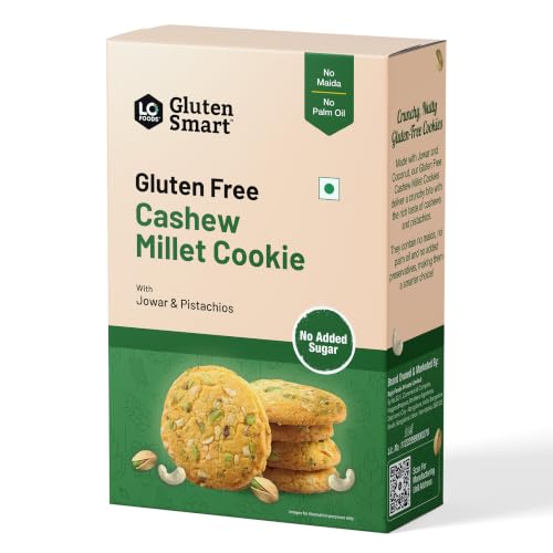 Image of Lo Foods Gluten Free Cookies, No Added Sugar, Pista Cashew Biscuits, Gluten Free Cookies 200g