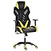 Vinsetto Sedia Poltrona Gaming Girevole e Ergonomica con Similpelle e Rete, Altezza Regolabile, 69x61x122-131.5cm, Nero Giallo