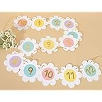 Daisy Monthly Milestone Photo Banner - Boho Daisy 1st Birthday Decor, Pastel Rainbow DaisyFirst Birthday 12 Month Photo Garland, Groovy One FirstBirthday Decoration for Girls