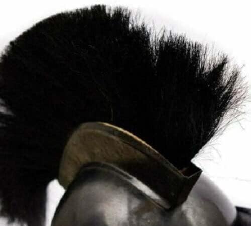 Medieval 300 Movie King Leonidas Spartan Helmet Authentic Shandaar Finish Iron Black Battleworn Replica with Plume Perfect for Cosplay Historical Reenactments and Display, Large