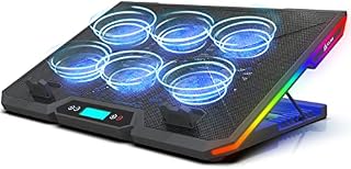 KLIM Glacier + 6 Fans Laptop Cooling Stand with RGB backlighting + 11" - 17" + Gaming Laptop Cooling Pad + New 2022 + USB Powered + Stable And Silent + For PC, Mac, PS4 Xbox One