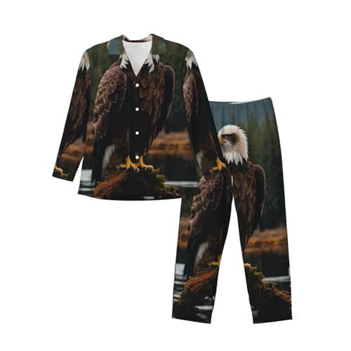 Pyjama homme imprimé aigle volant : vêtement de nuit respirant