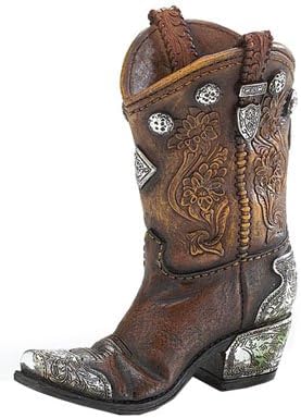 Burton+Burton Boots and Spurs Cowboy Boot Ceramic Flower Vase