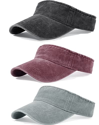 3 Pack Sun Visor Hats Cooling Lightweight Sports Adjustable Twill Cotton Run Visors For Women Men #TOP2