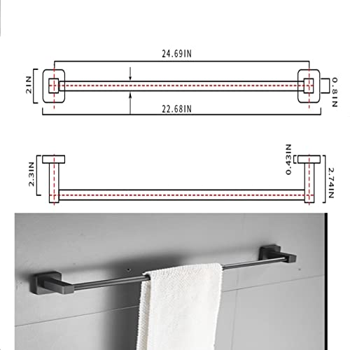Cavoli Black Towel Bar, Adjustable Mounting Hardware Bathroom/Kitchen/Restroom Hanging,24-Inch #TOP3