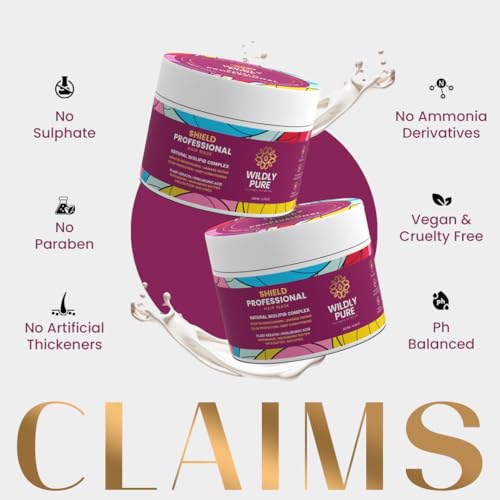 Image of Wildly Pure Professional Natural Keratin Hair Spa Mask | With Plant Keratin & Hyaluronic Acid |7 days of Deep Conditioning | 8 Weeks of Color Protection | 33% Reduction in hair Loss | 200mL x 2 (Shield)