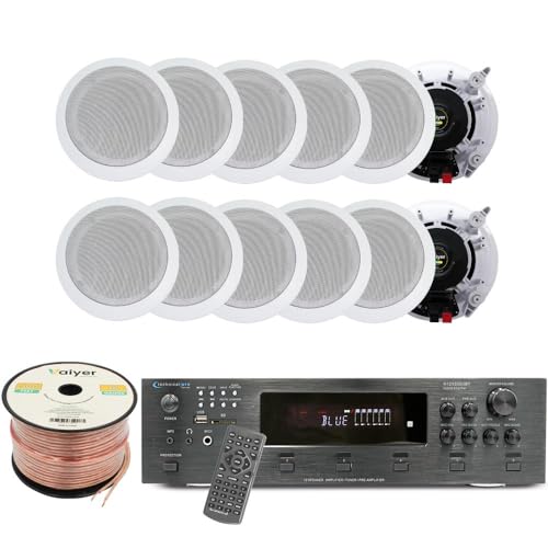 Vaiyer Home Audio System Kit, 6-Channel 6000 Watts Bluetooth Amplifier with 6.5
