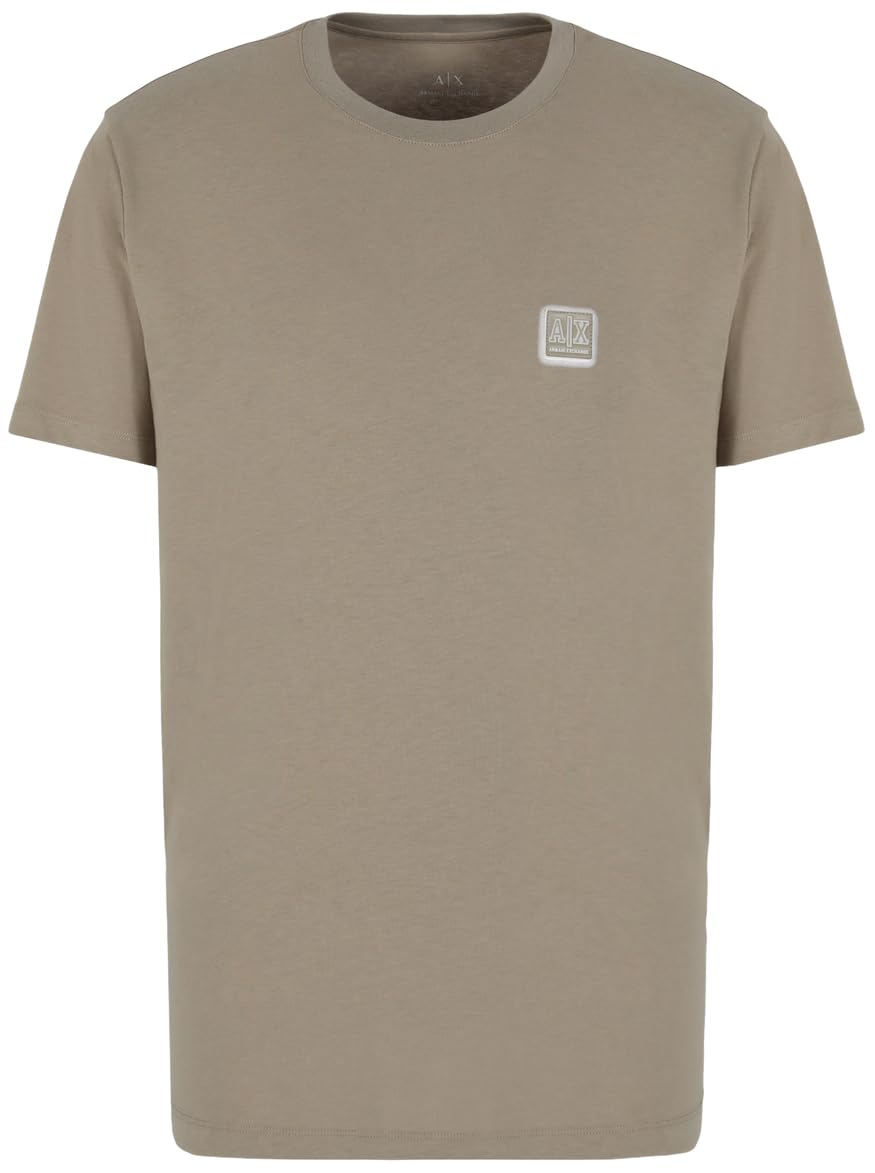 Armani Exchange Men's Utility Edge, Sustainable, Eco-Leather Logo Patch, Regular Fit, Brown, M, Roasted Cashew, M