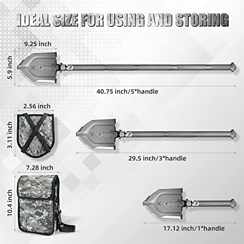 Zune Lotoo Camping Shovel Folding Multitool 18 In 1 Tactical Shovel Survival Kit High-Carbon Steel Compact Spade Collapsible A-F1 For Lightweight Hiking Shovel Survivalist And Emergency With Bag #TOP1