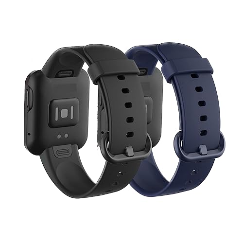 Image of YODI Soft Silicone With Metal Buckal Classic Strap Bands for Redmi Watch 2 Lite /Redmi GPS Smart Watch Only, Comfort and Flexible Straps for Men Women and Kids (BLACK /BLUE)