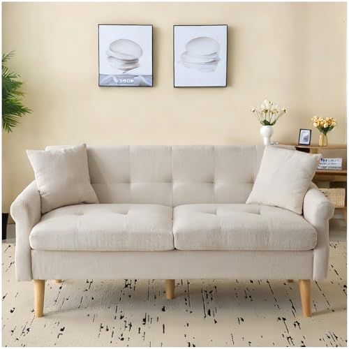 Lubvtti Sofá 2 plazas, diseño Moderno, Tela de Chenilla Doble, sofá Acolchado, sofá con Cojines Gruesos, Apto para salón, Dormitorio, apartamento, Beige